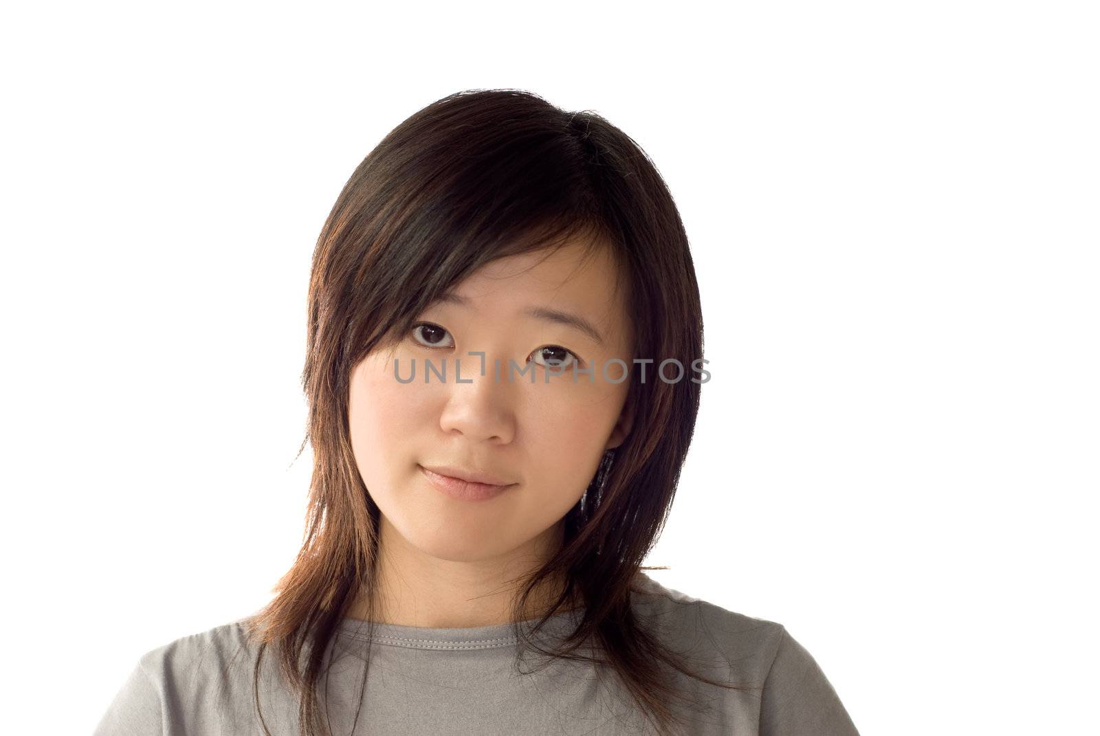 Portrait of Asian beauty on white background.