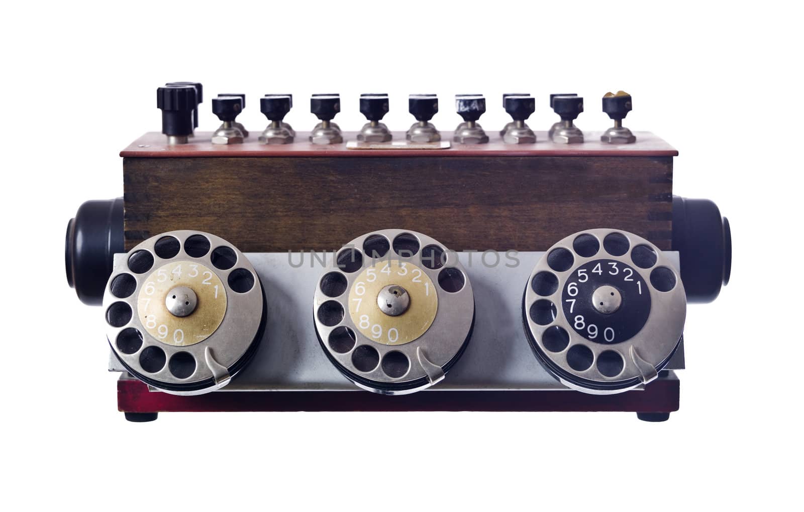 Vintage telephone isolated on white background