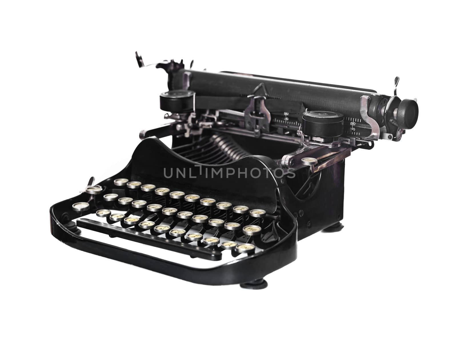 Vintage typewriter isolated on white background