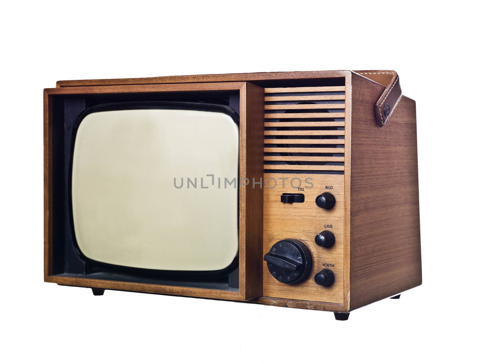 Vintage television isolated on white background