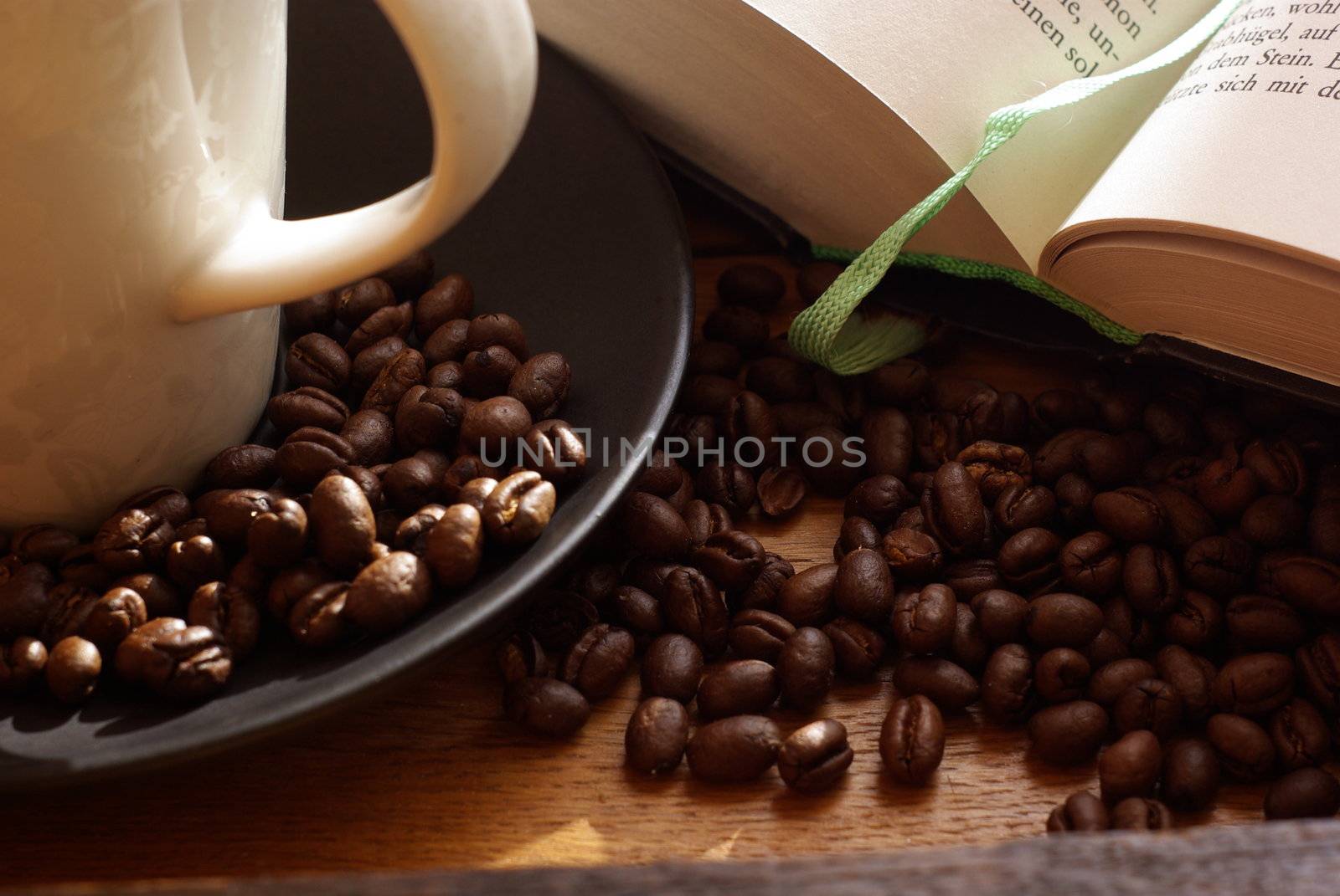 coffee and book on the table 