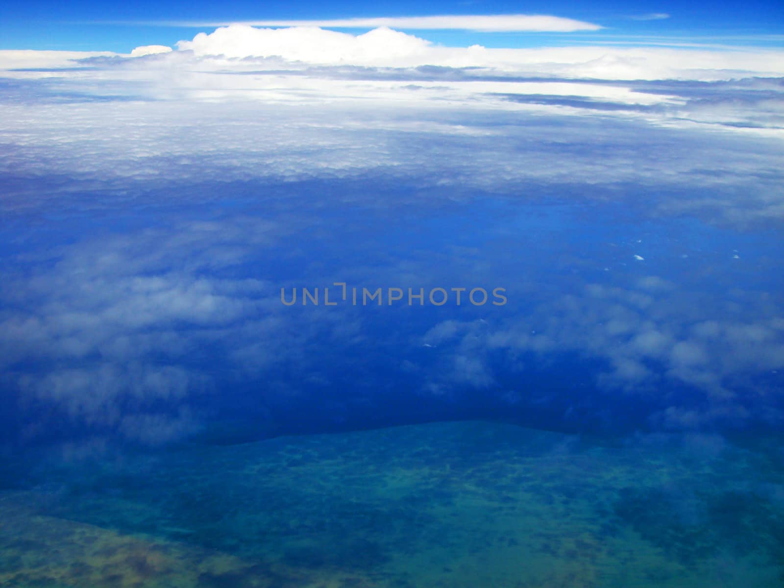 top view from airplane - - clouds