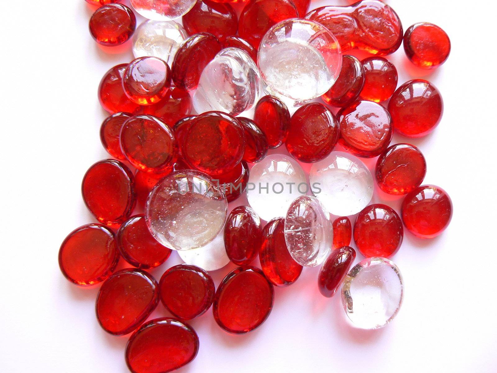 red and clear glass beads