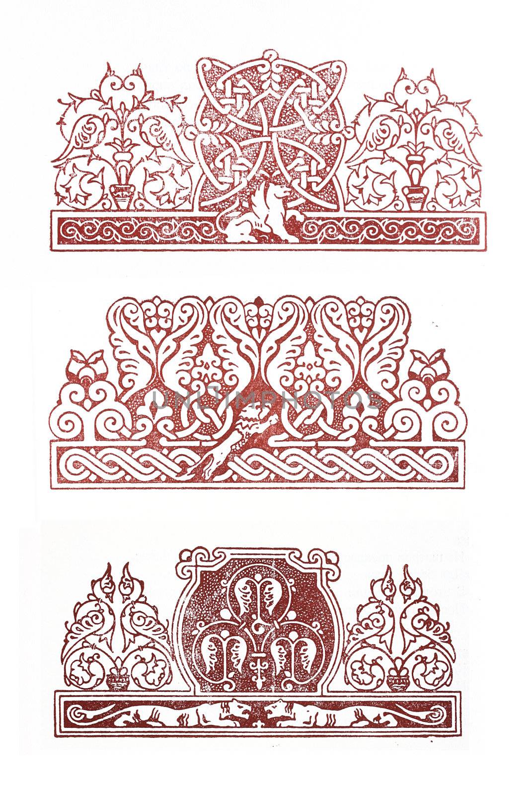 Photo of three kinds of an ornament for design.