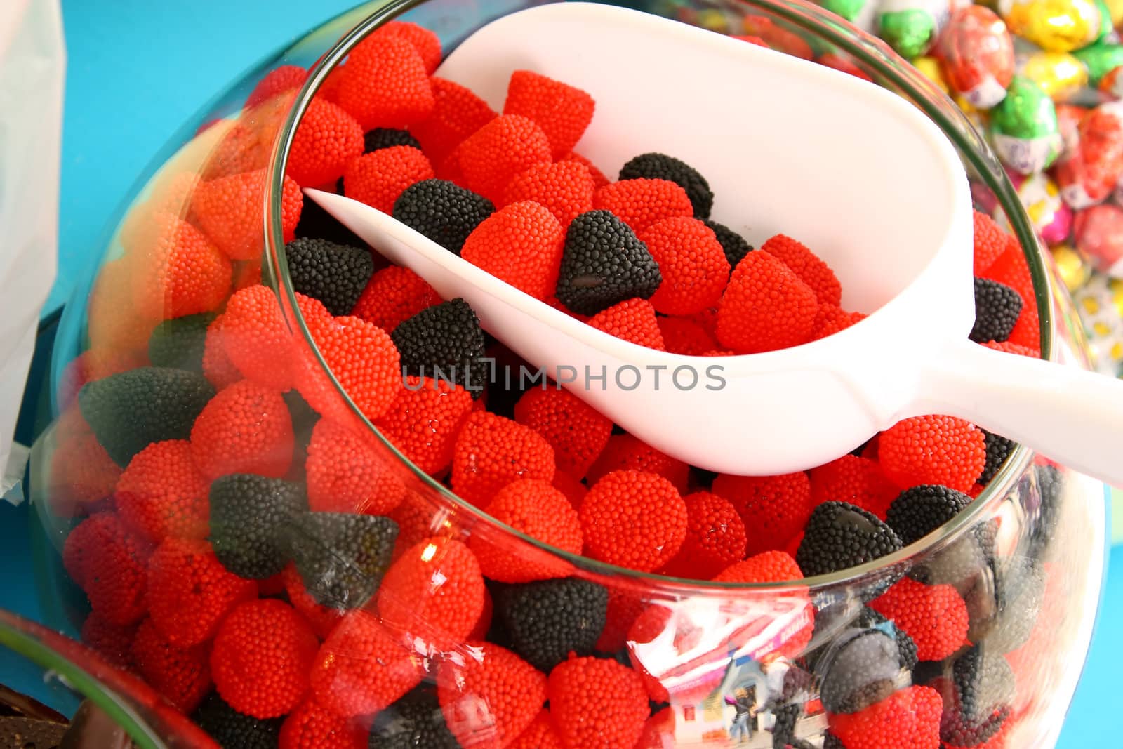 Colorful jelly candies in form of berries