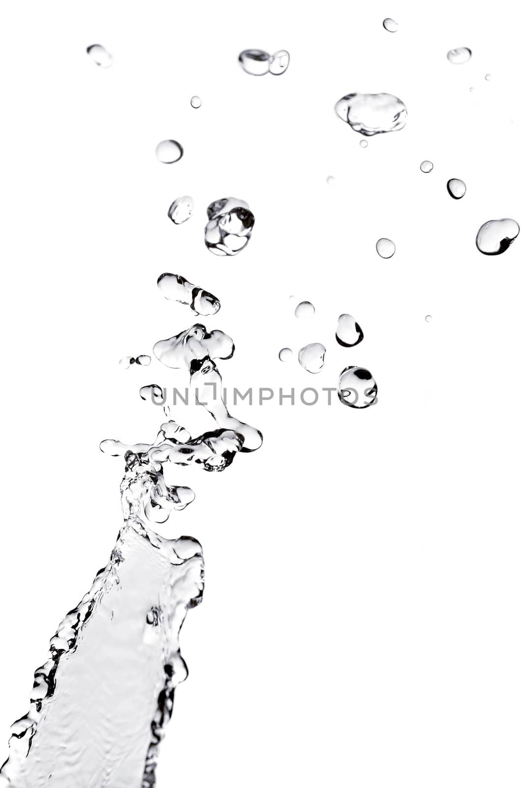 
The drops of water flying in air