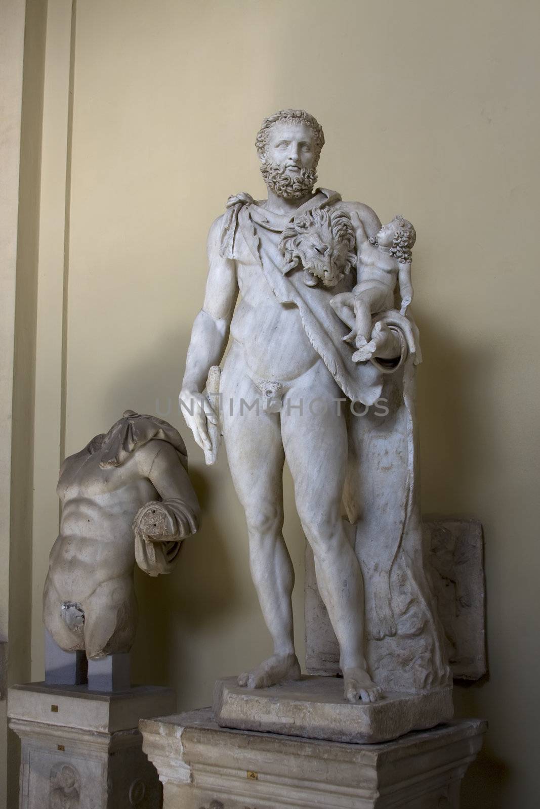 Antique statue in Vatican of ancient naked man