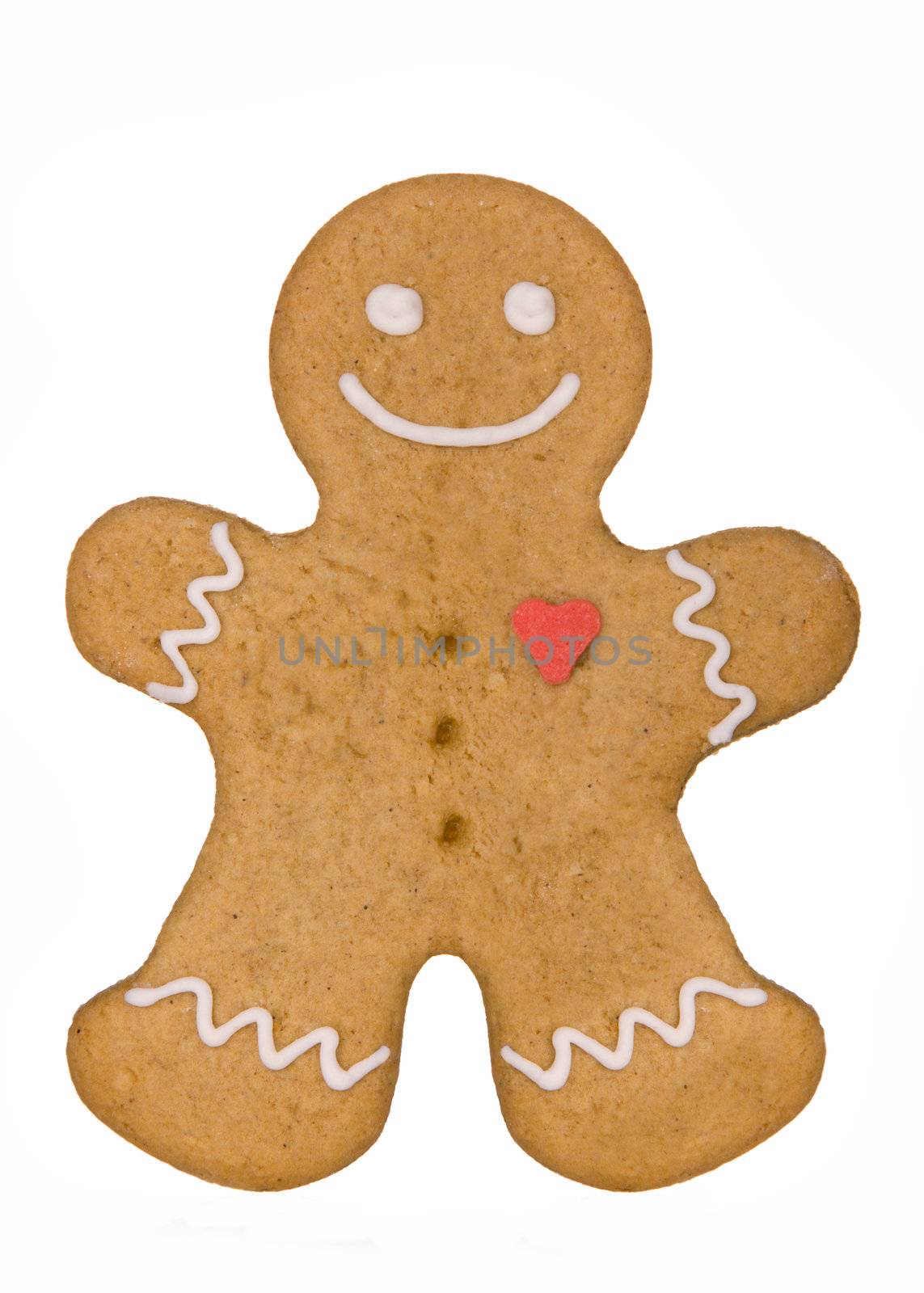 Gingerbread man with candy loveheart