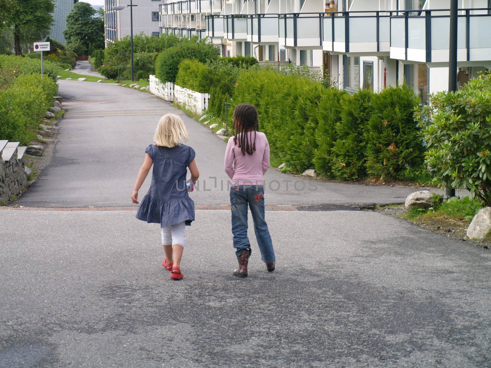 two friends walking