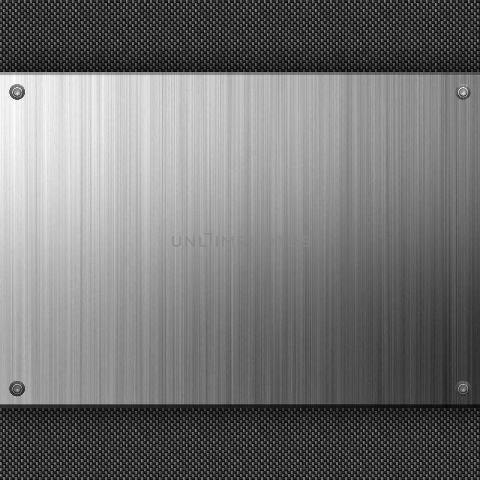 Carbon fiber background with a section of embossed stainless steel.  Plenty of copyspace in this layout.