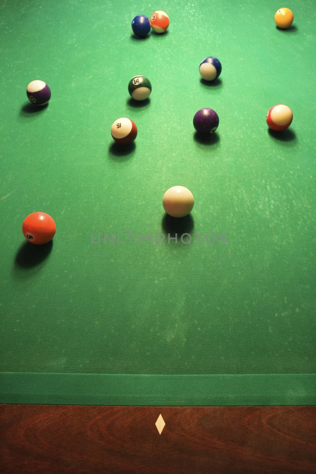 Balls on pool table. by iofoto