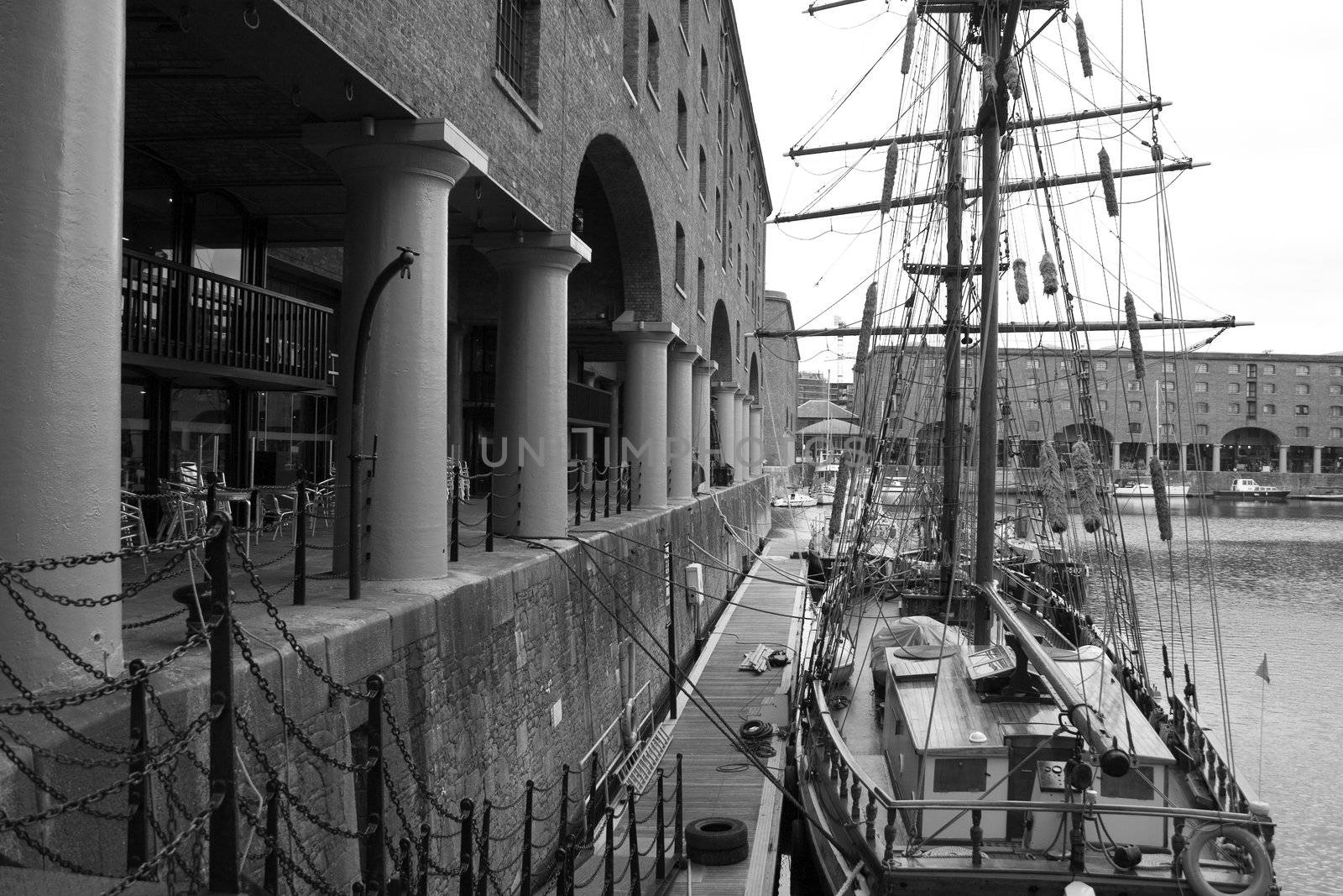 Old sailing ship at the Albert Dock, Liverpool