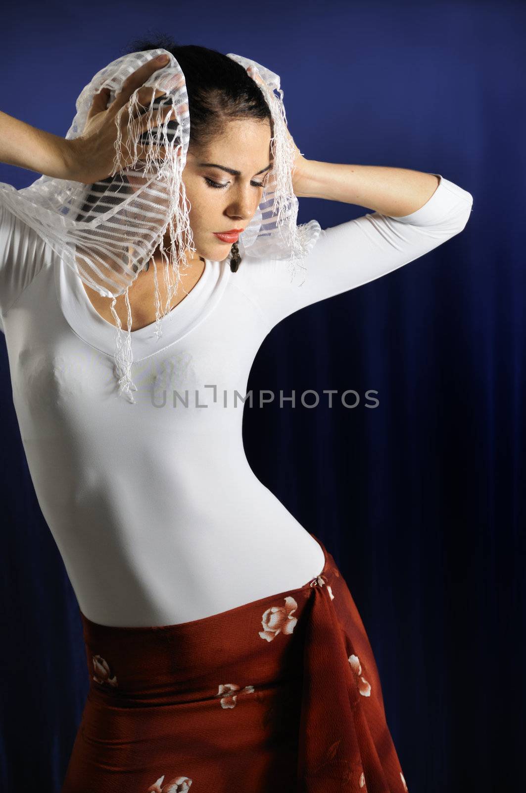 Portrait of young passionate hispanic flamenco dancer woman