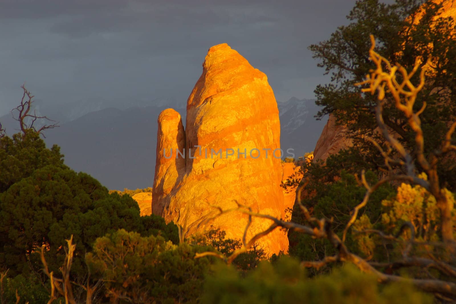 Rock formation at sunset