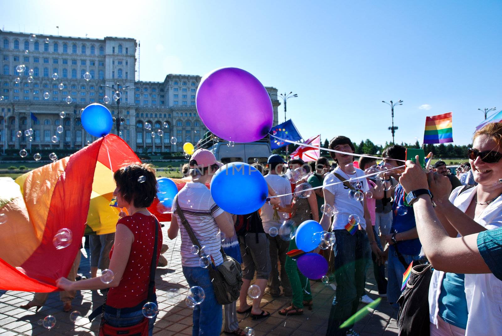 Participants parade at Gay Fest Parade May 23, 2009 in Bucharest, Romania.