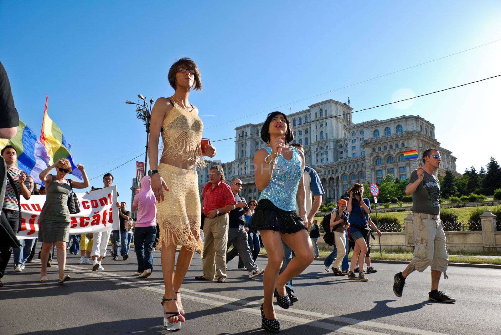 Participants parade at Gay Fest Parade May 23, 2009 in Bucharest, Romania.