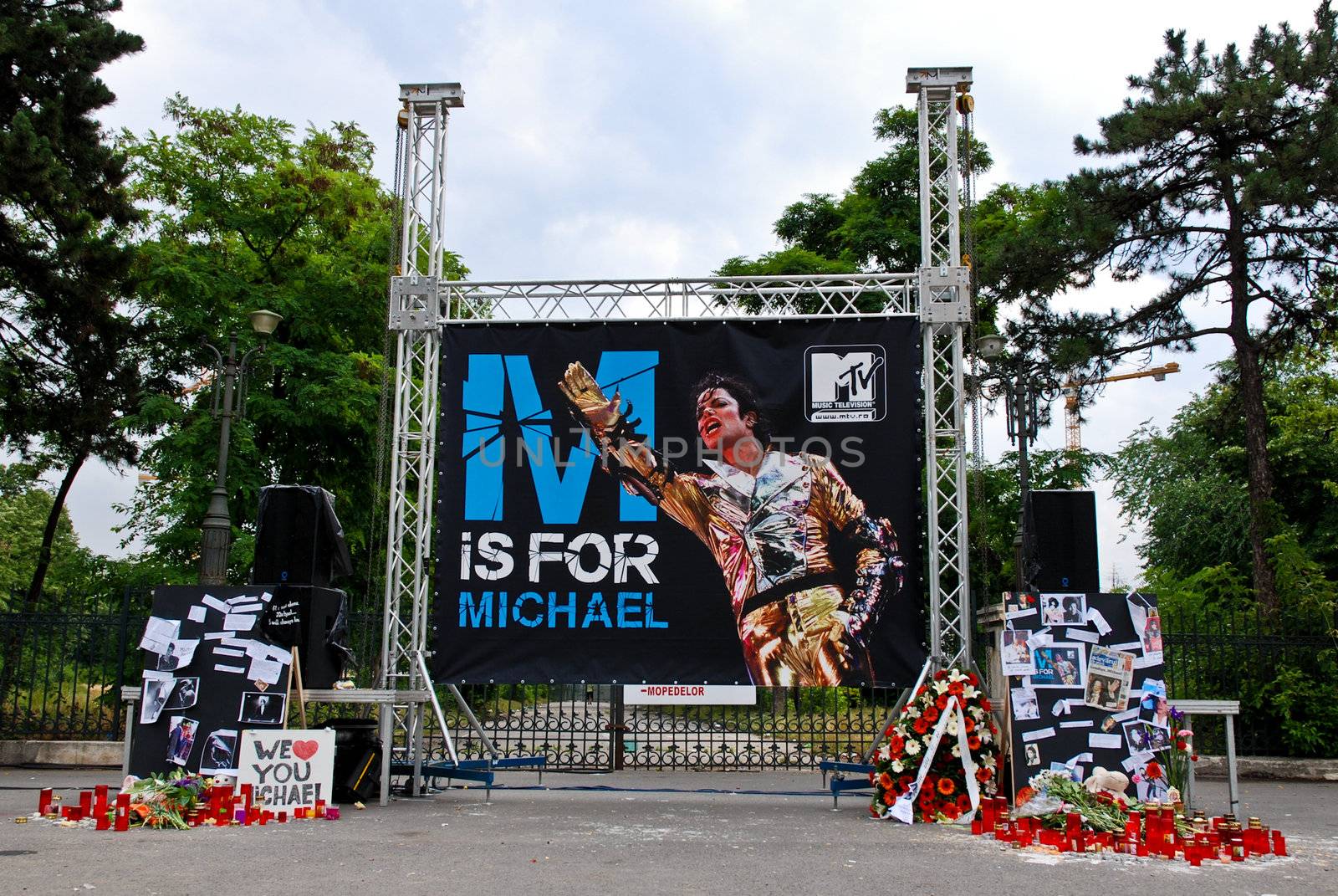 Michael Jackson Memorial at National Park on June 26, 2009 in Bucharest, Romania.