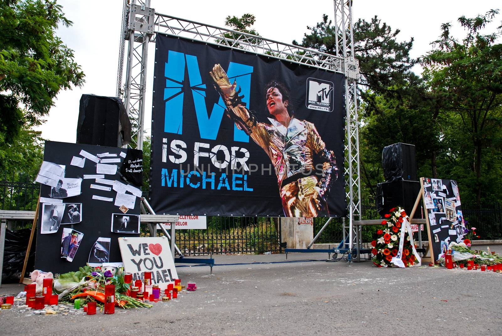 Michael Jackson Memorial at National Park on June 26, 2009 in Bucharest, Romania.