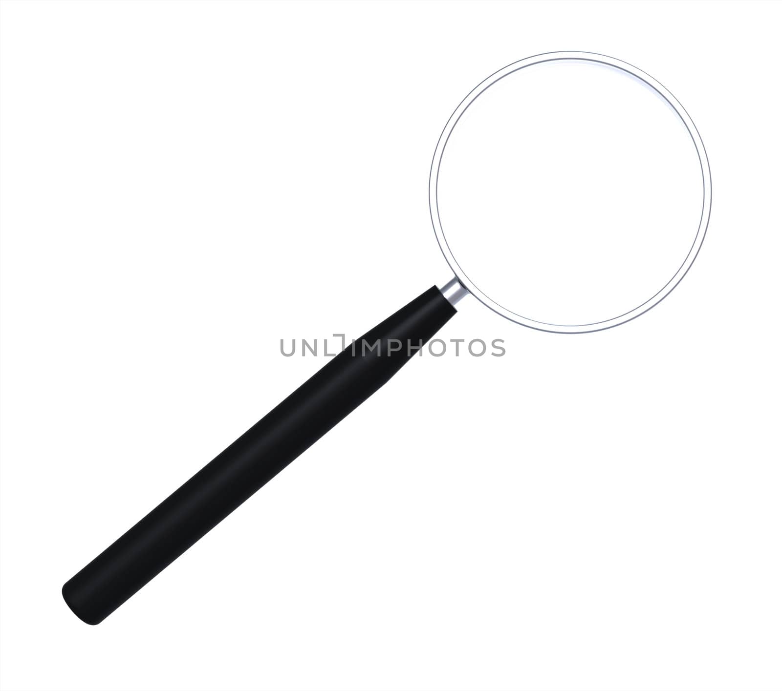 Magnifying glass, 3D render without shadows