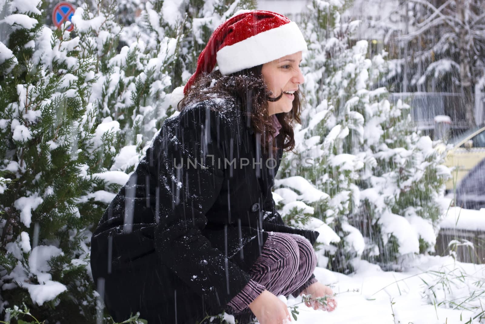 young girl out in the snow