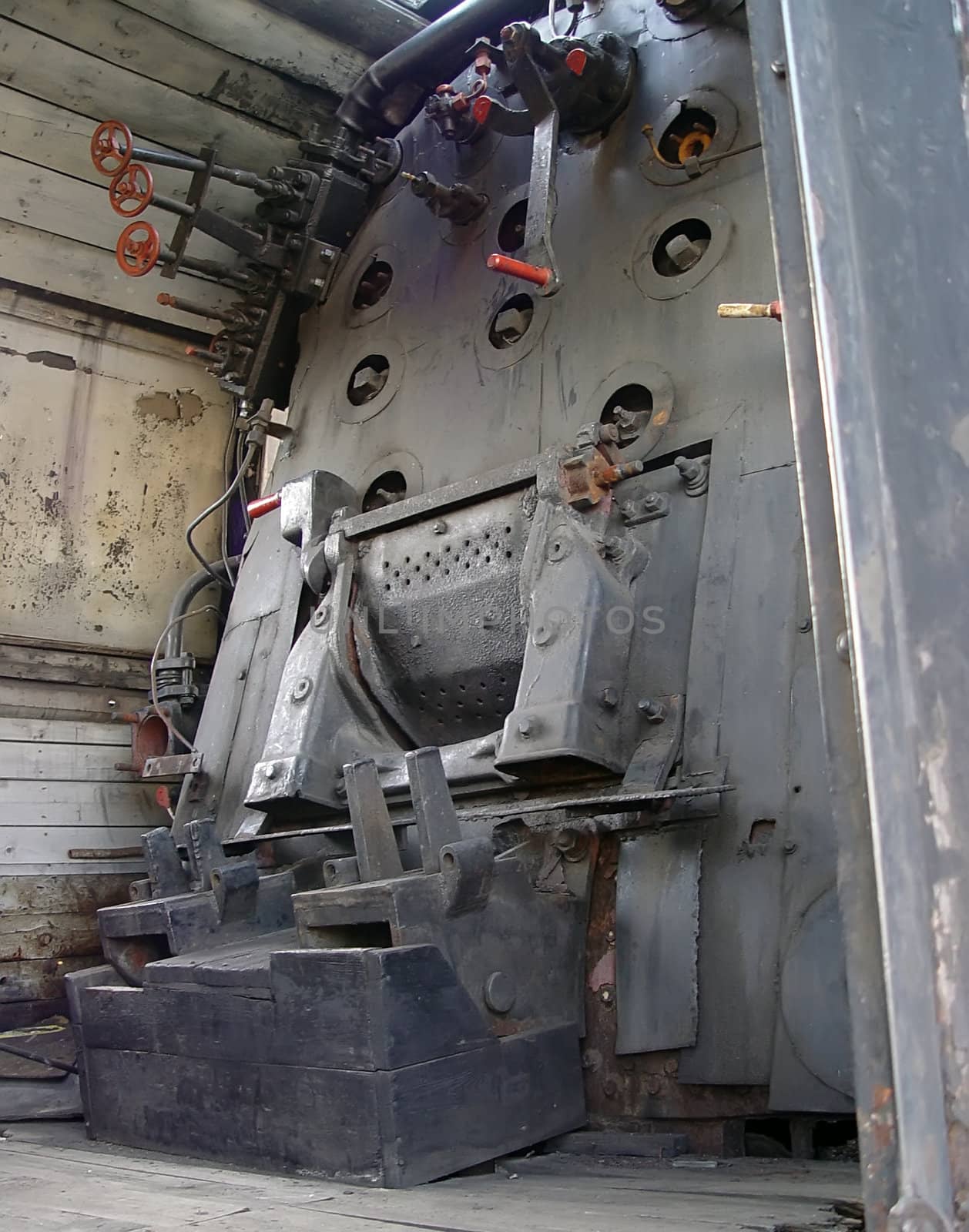 inside the train with old power engine                               