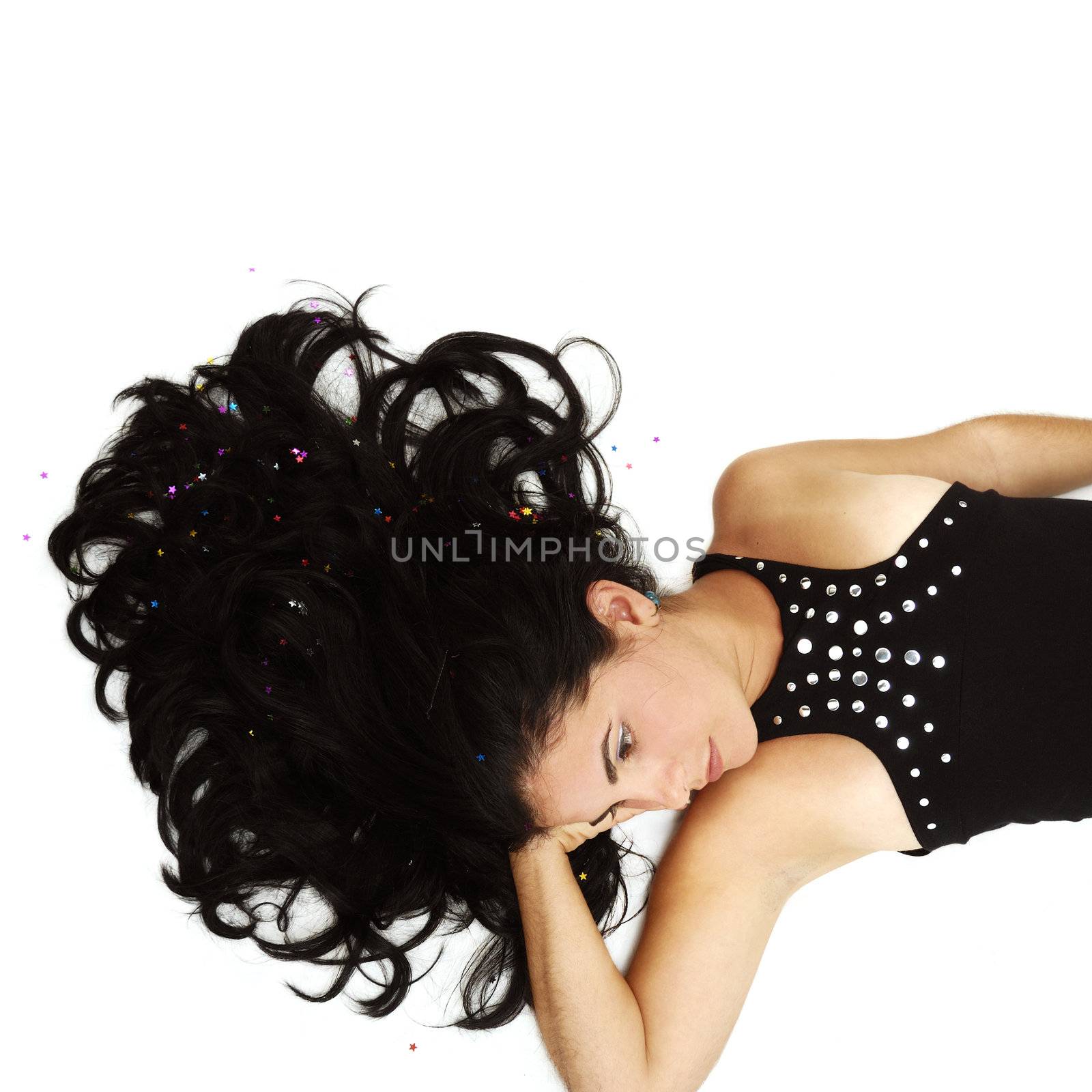 Portrait of hispanic beauty with long hair isolated