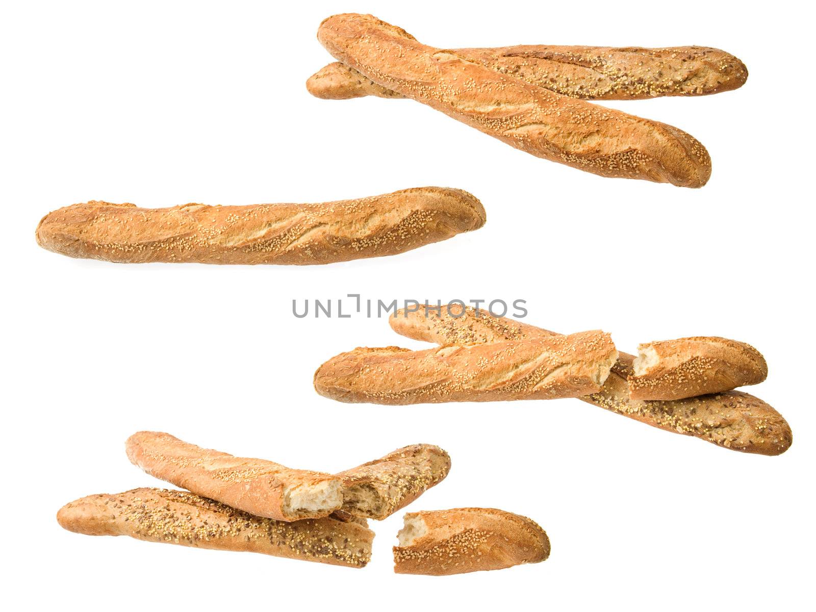 Bread with cereals isolated against white background.