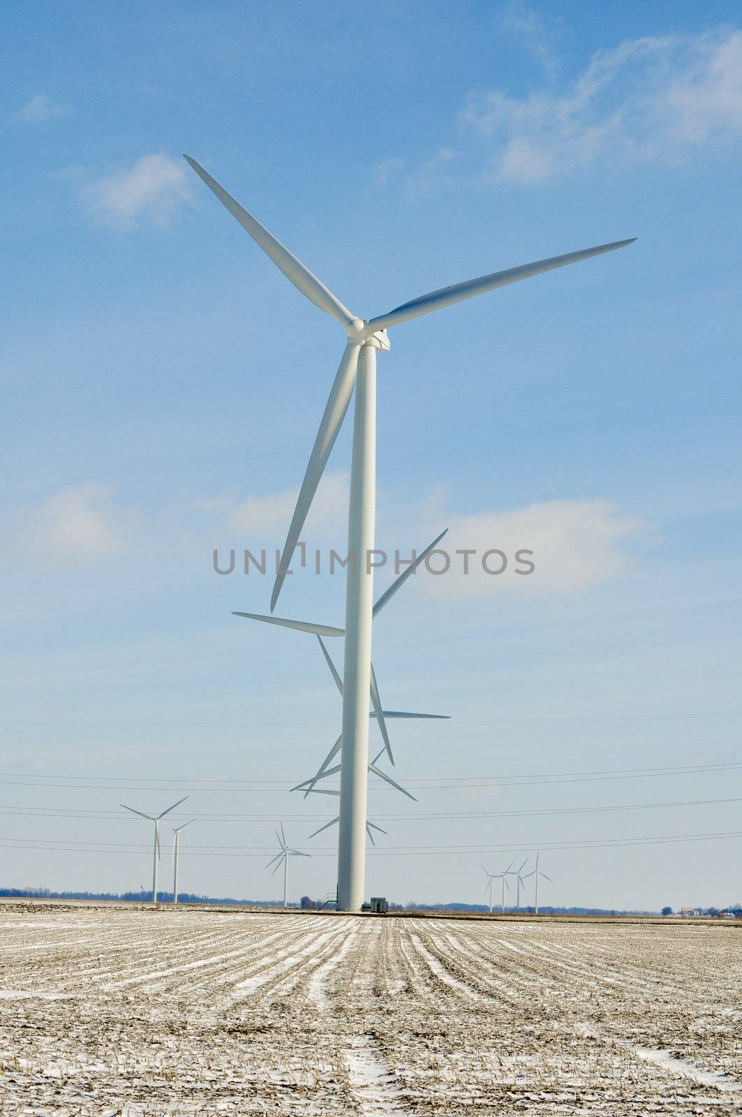 Indiana Wind Turbines all in a row