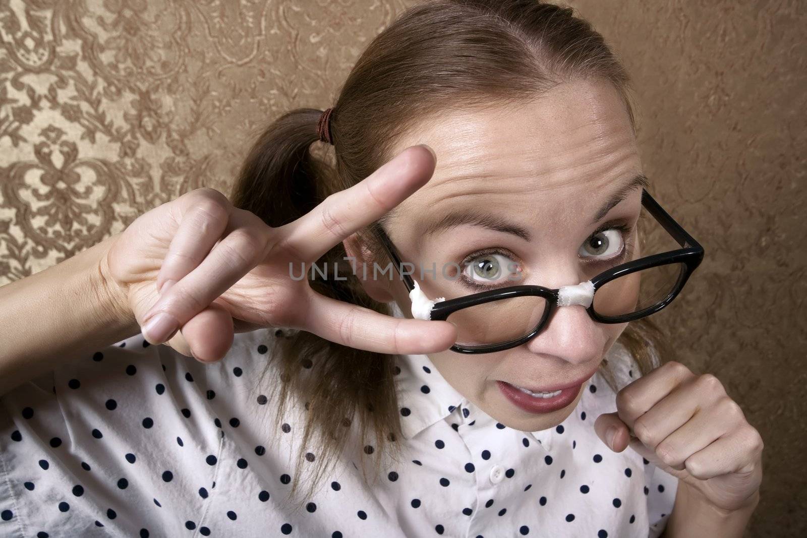 Cute Nerdy Girl Doing a Funny Dance