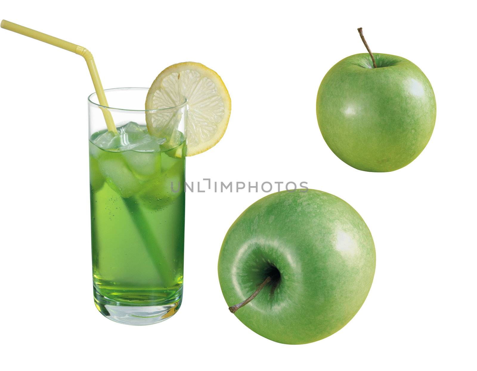 Combination with a green apple