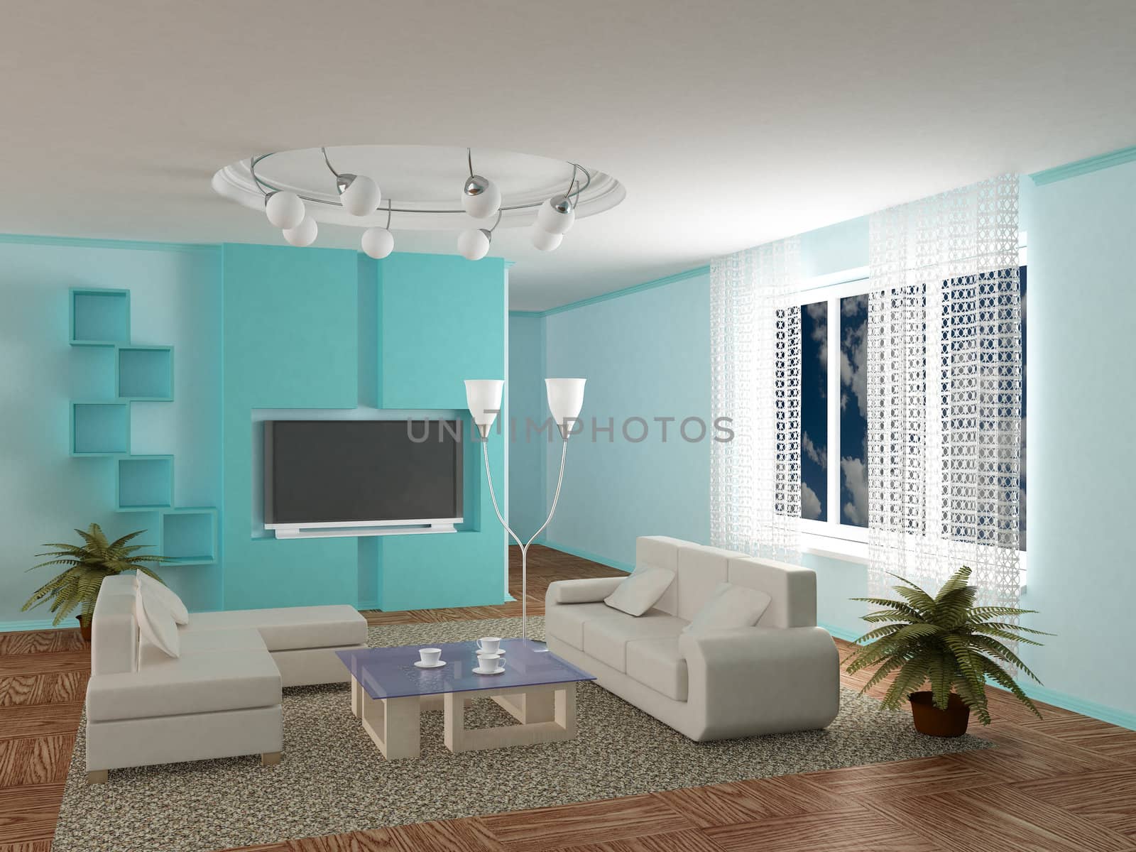 Interior of a room of rest. 3D image