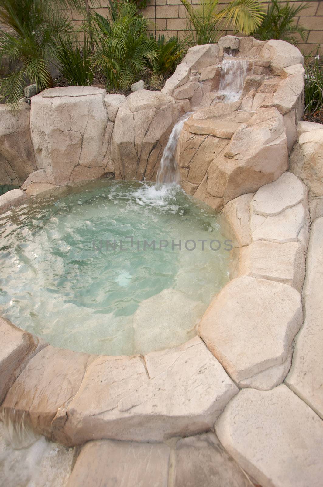 Tropical Custom Pool with waterfalls.
