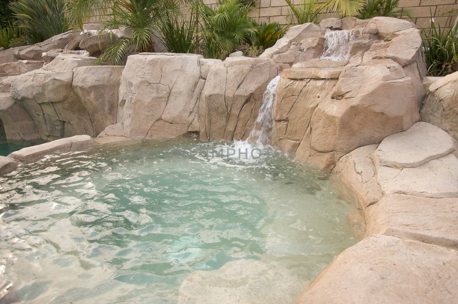 Tropical Custom Pool with waterfalls.