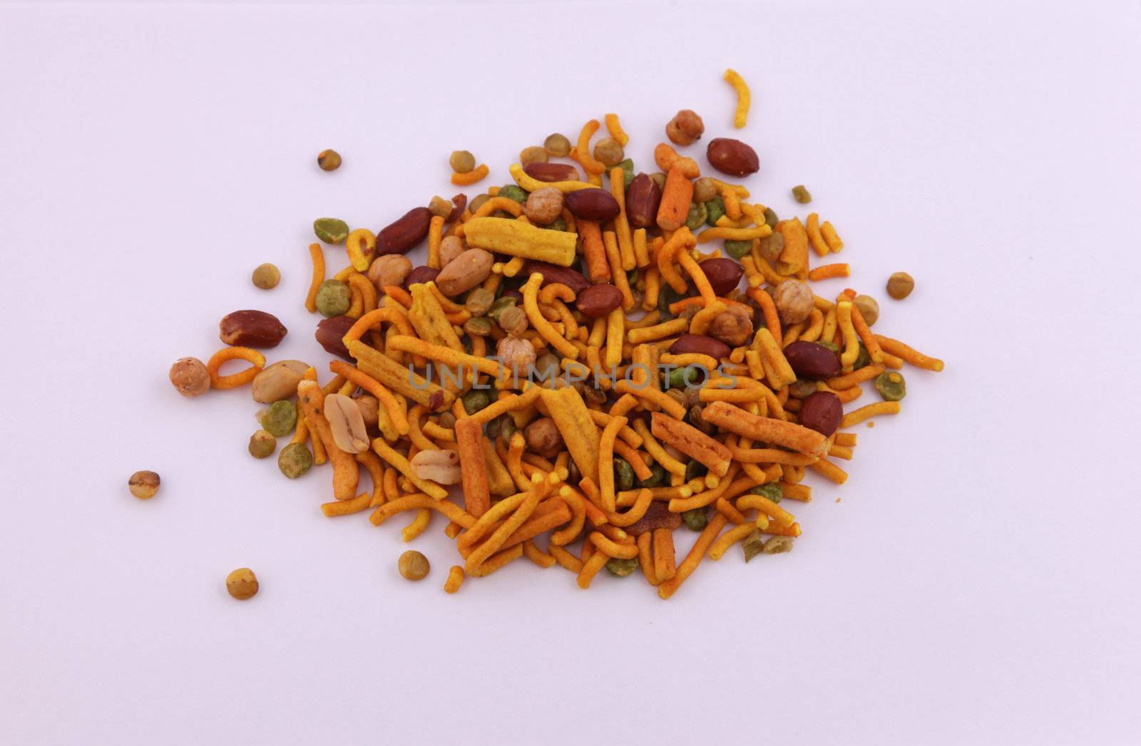 Bombay mix assorted at typical party snack.