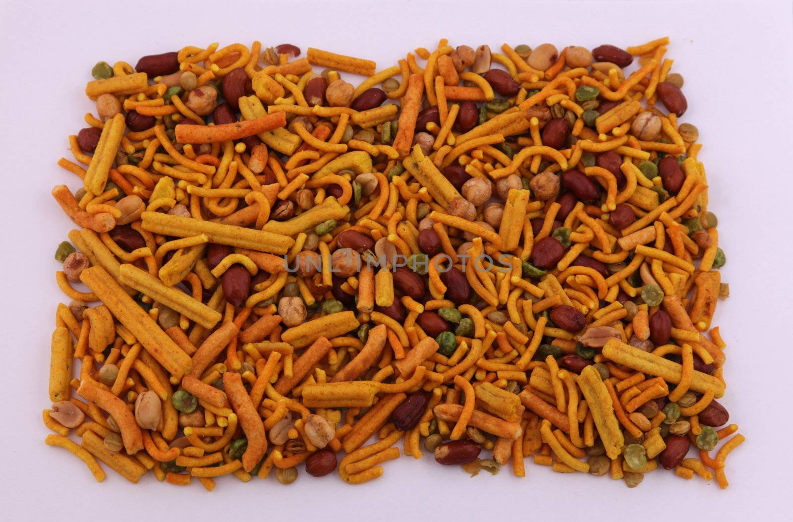 Bombay mix assorted at typical party snack.