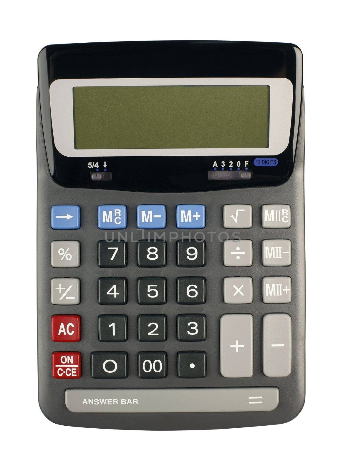 Calculator isolated on white background - XXL file captured in studio with a 21 megapixel camera