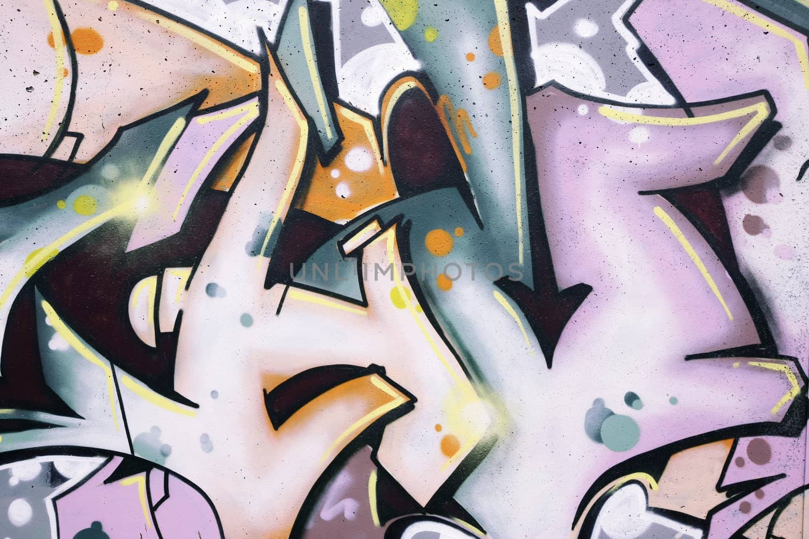 Inner city background with colorful graffiti