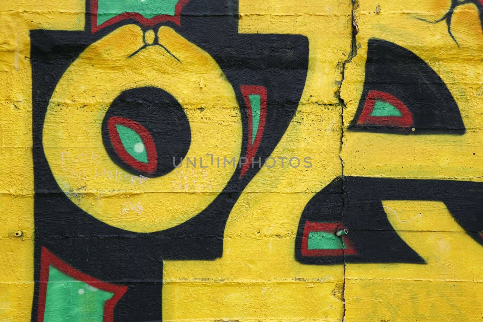 Inner city background with colorful graffiti