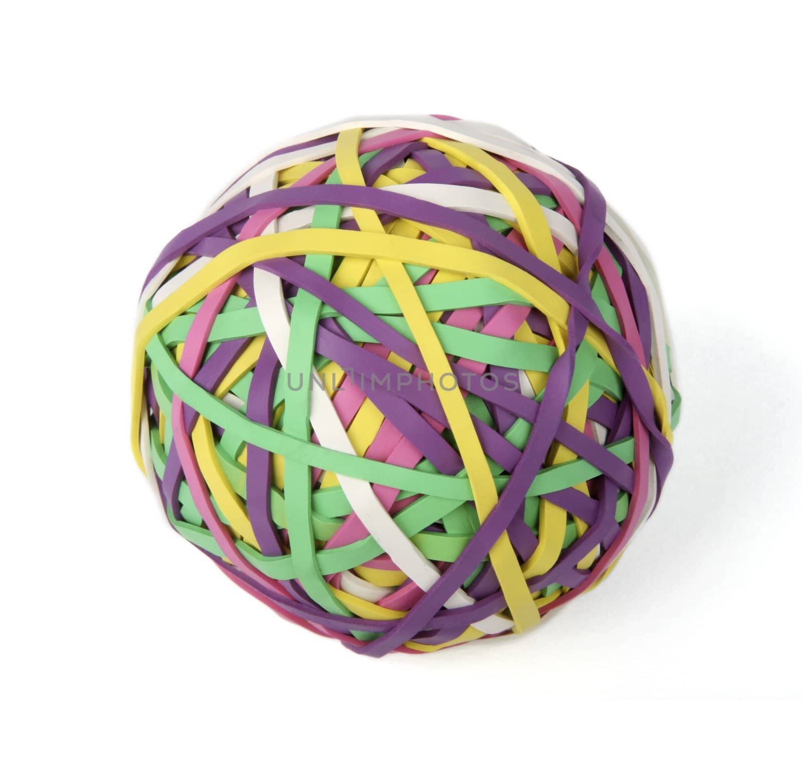Isolated rubberband ball on white background