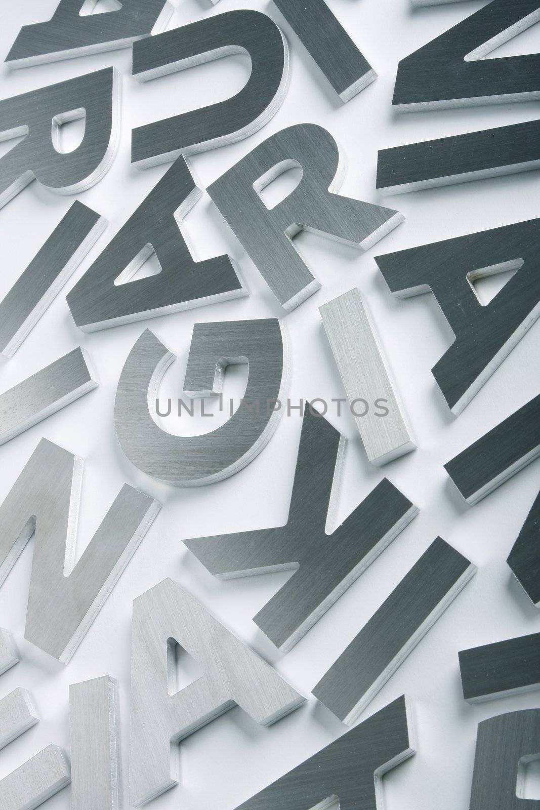 Stylish letters cut out of polished steel