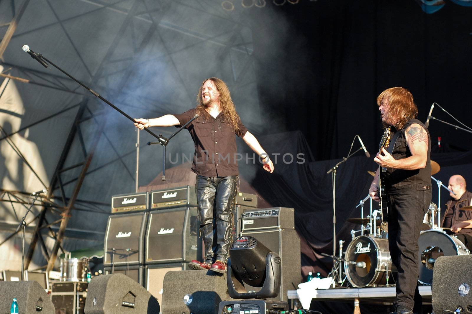 Ross The Boss performs at B'ESTFEST Aftershock July 11, 2008 in Bucharest.