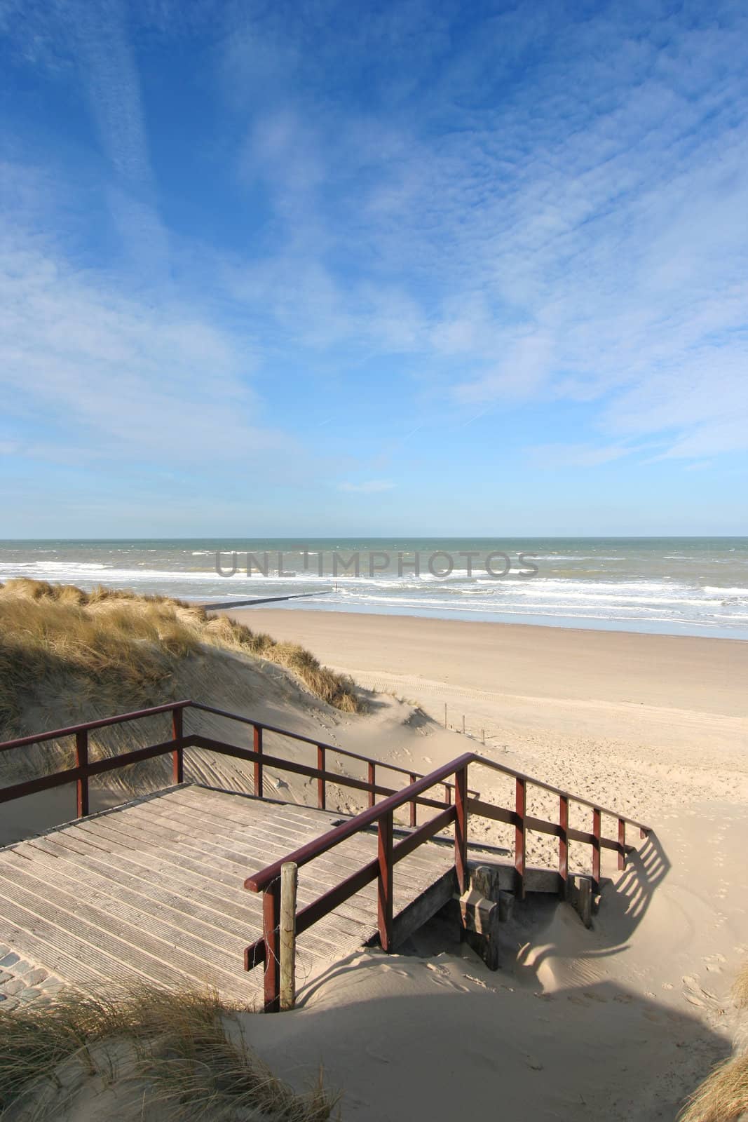Stairway to the beach in summer