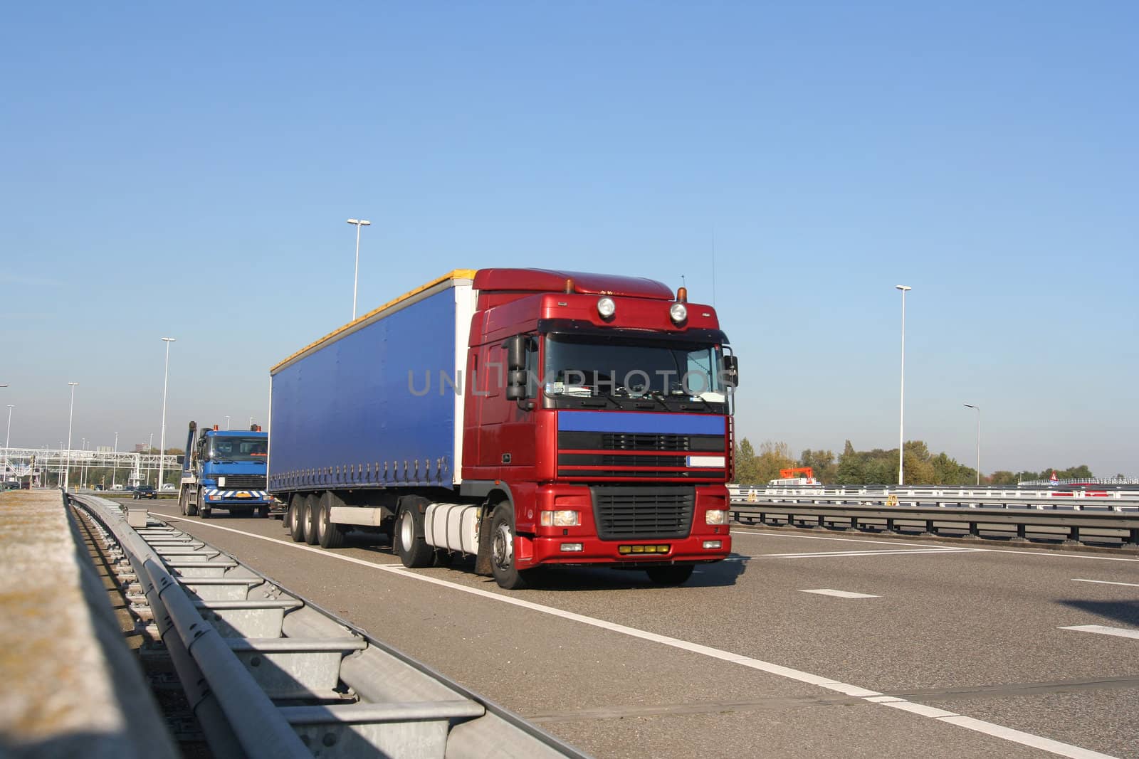 Truck driving on the freeway
