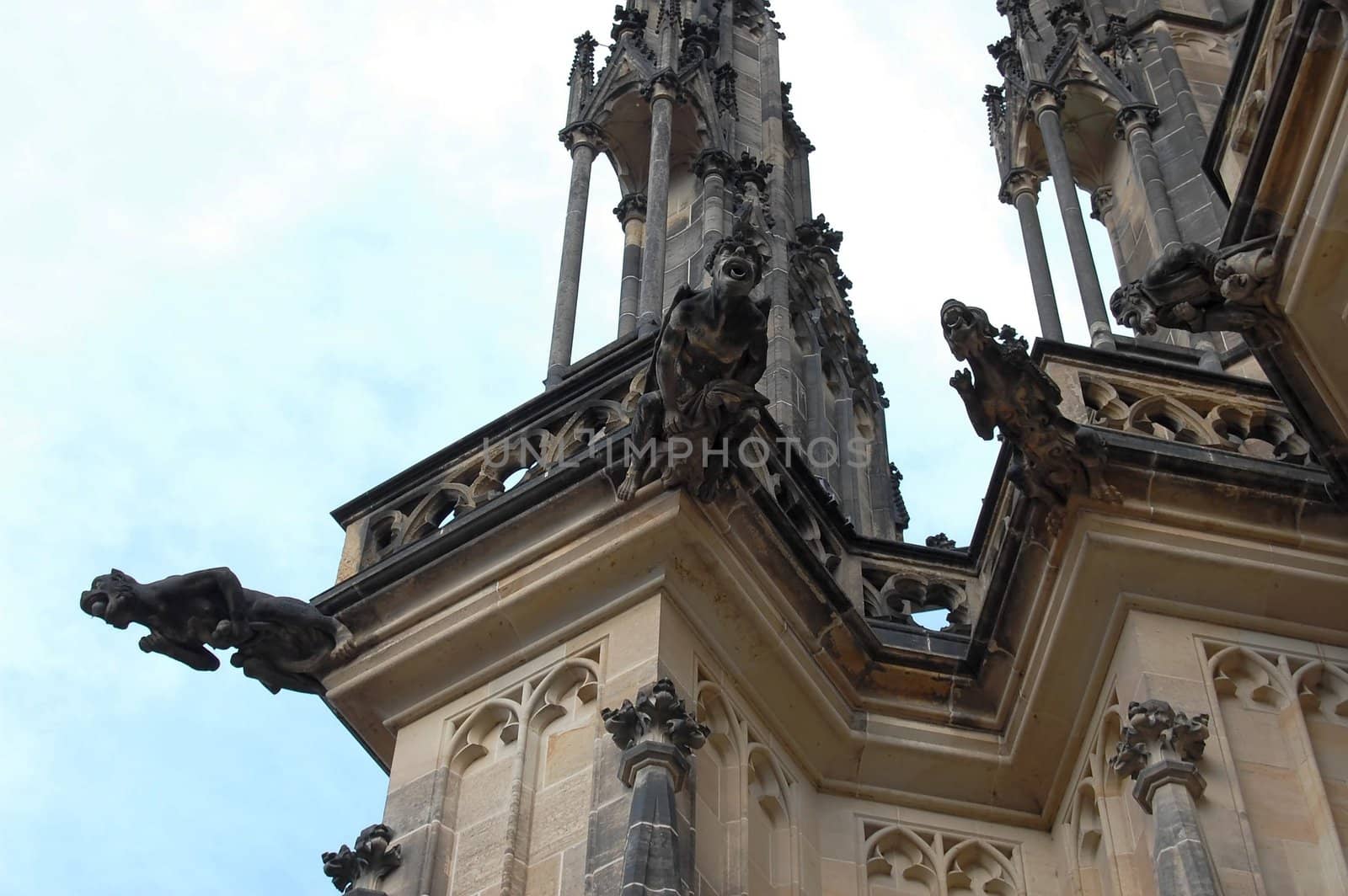 monsters on the wall of cathedral in Prague