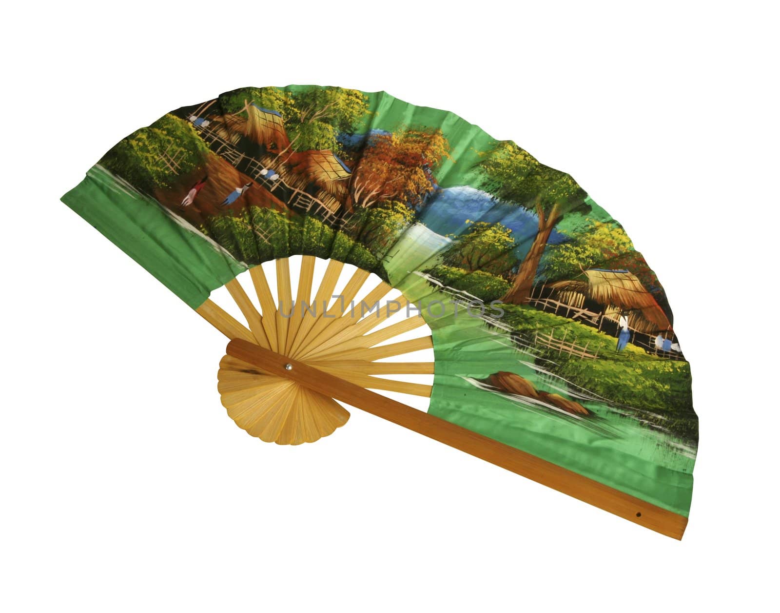 Asian fan isolated on white with clipping path