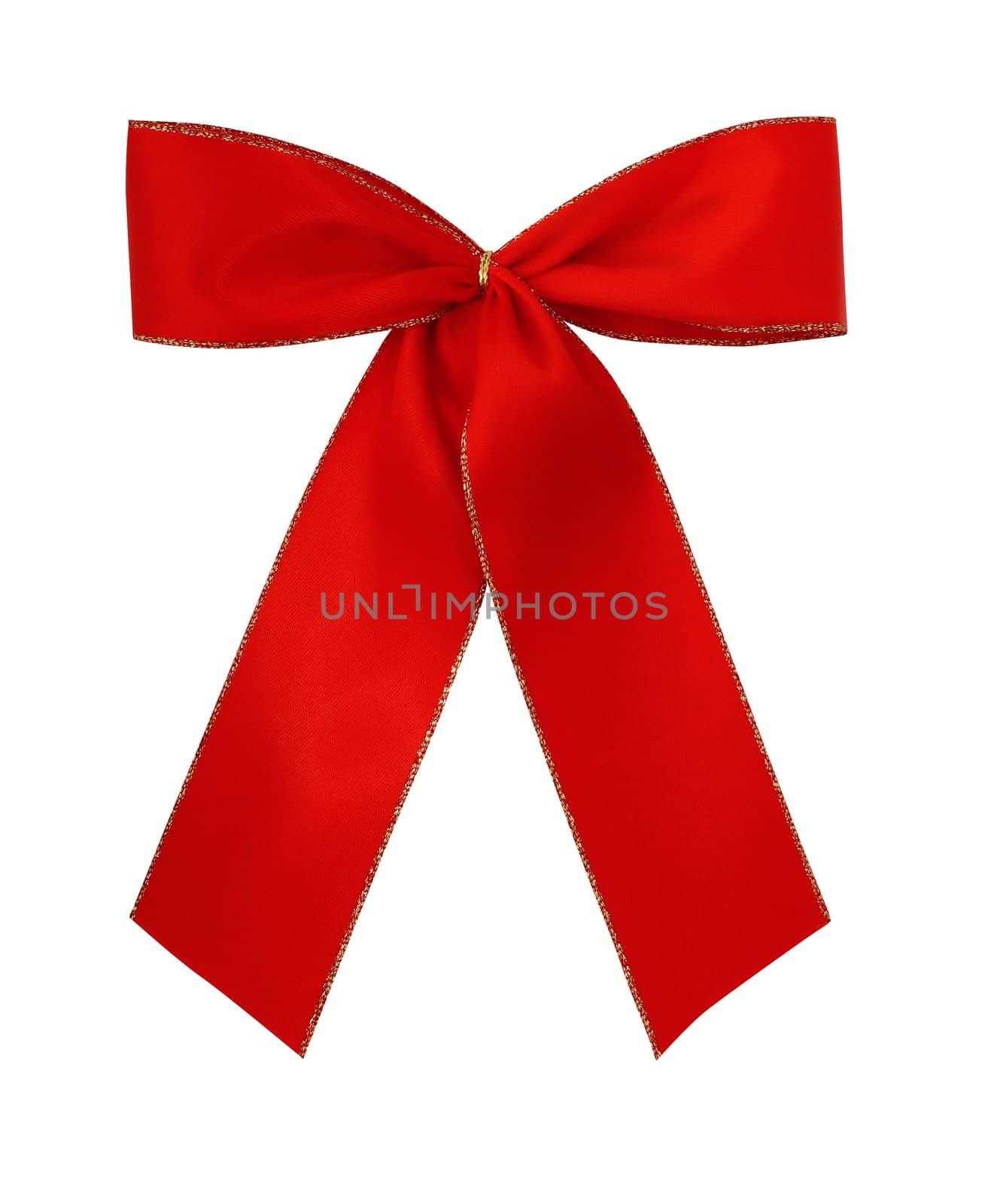 Classic red giftribbon isolated on white with clipping path