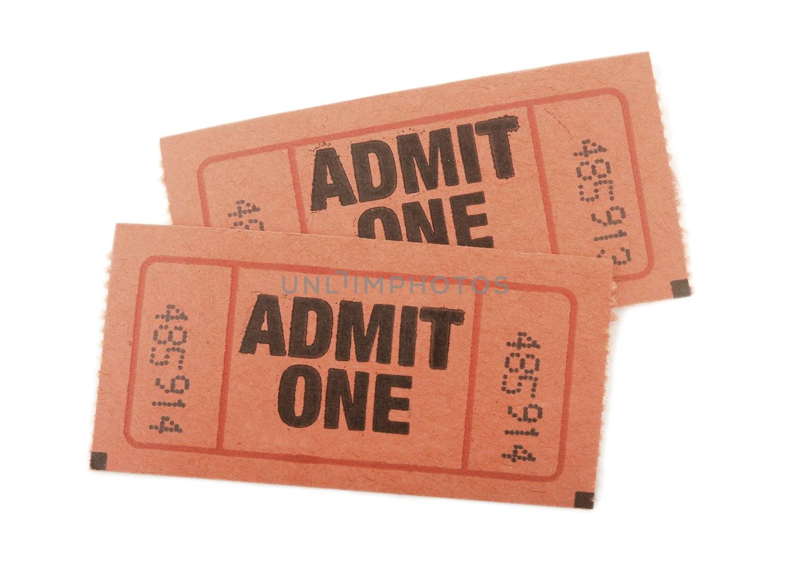 Admission tickets to an event isolated on white