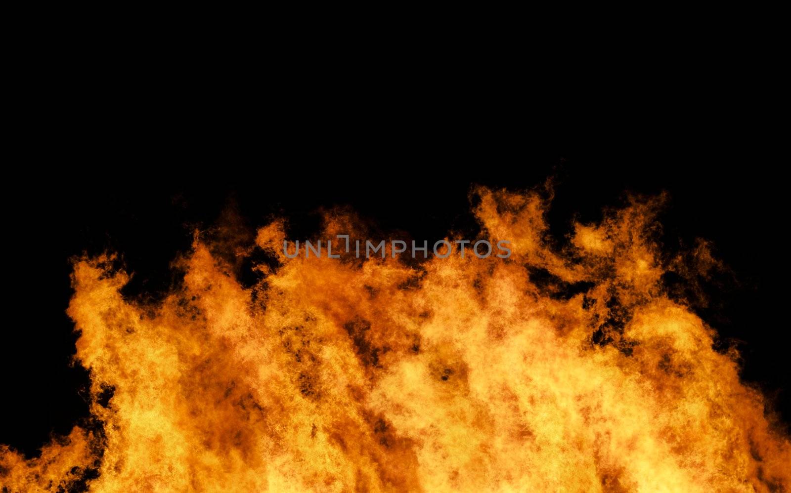 Massive wall of fire and flames on a black background (Huge XXL file)