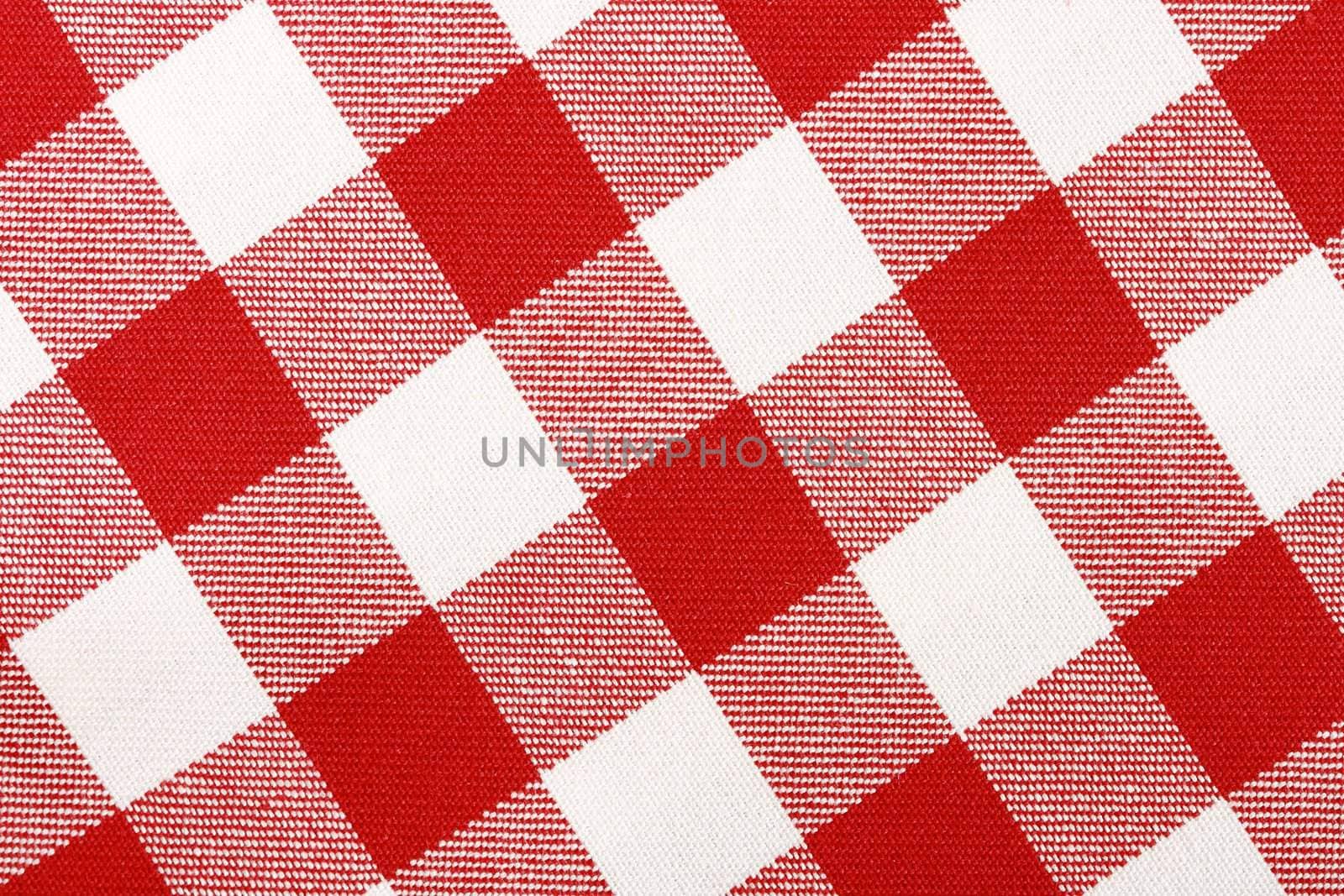 Close-up of classic red picnic cloth - The tablecloth is new, clean and flat