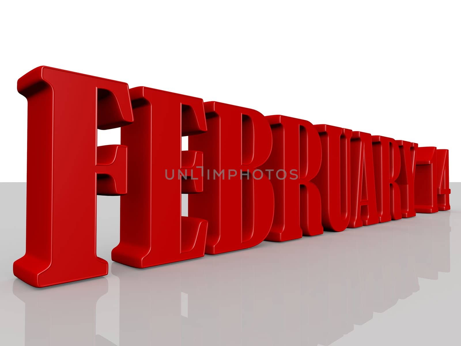3d generated illustration of month February 14 sign

